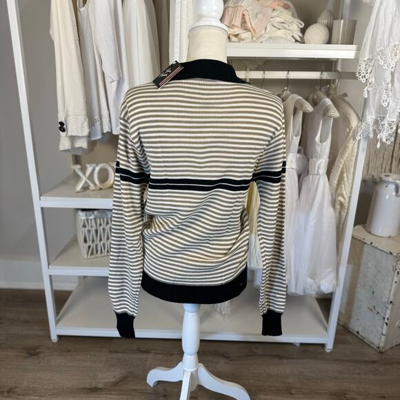 Jordan Christopher Women's Size L Tan Striped Collared Pullover Sweater #3531 - Picture 5 of 9